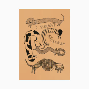 Affisch med illustration av fem taxar.