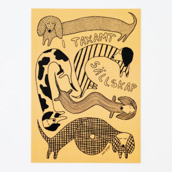 Vykort med taxar och uttrycket 